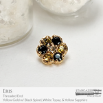 Eris; Yellow Gold with Black Spinel, Yellow Sapphire, and White Topaz