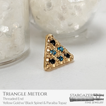 Triangle Meteor; Yellow Gold with Black Spinel and Paraiba Topaz