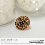 Round Meteor; Rose Gold with Rainforest Topaz and Yellow Sapphire