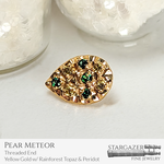 Pear Meteor; Yellow Gold with Rainforest Topaz and Peridot