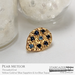 Pear Meteor; Yellow Gold with Blue Sapphire and Ice Blue Topaz