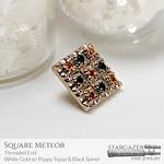 Square Meteor; White Gold with Poppy Topaz and Black Spinel