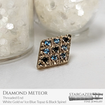 Diamond Meteor; White Gold with Ice Blue Topaz and Black Spinel