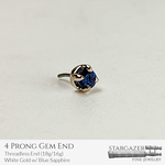 4 Prong TL; White Gold w/ Blue Sapphire (2.5mm)