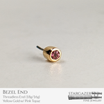 Bezel End TL; Yellow Gold w/ Pink Topaz (2mm)