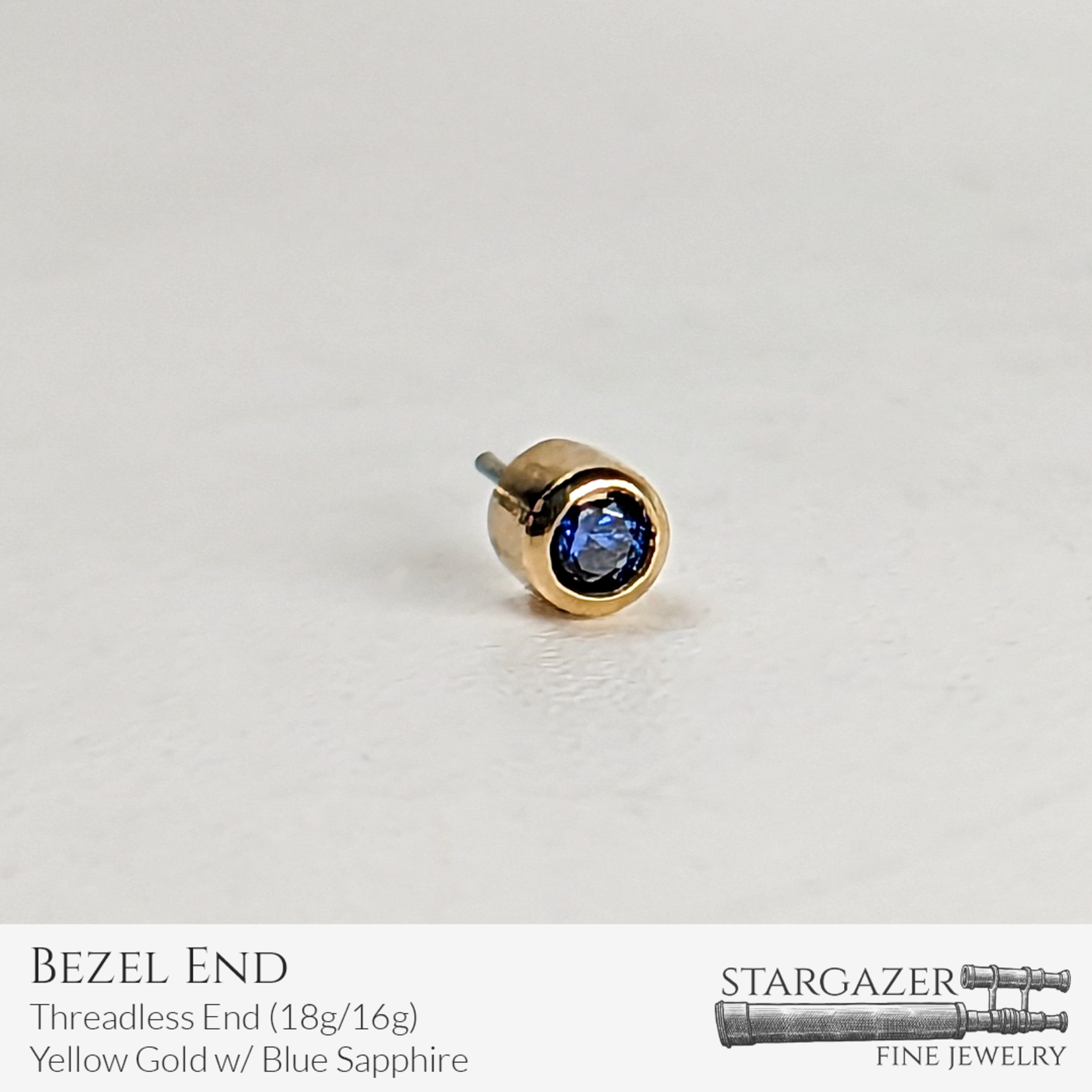 Bezel End TL; Yellow Gold w/ Blue Sapphire (2mm)