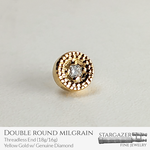 Double Round Milgrain TL; Yellow Gold w/ Diamond