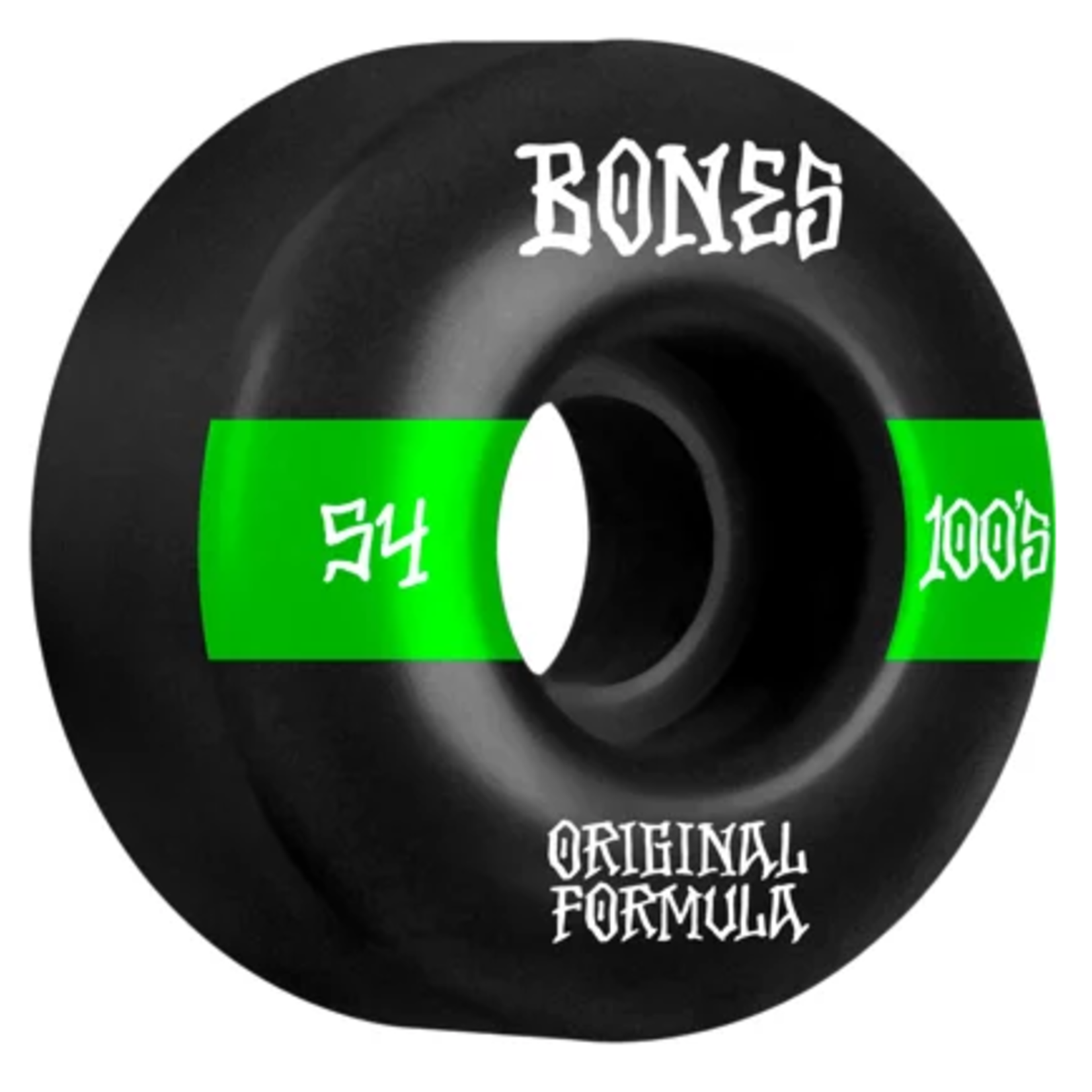 BONES BONES OG FORMULA 100'S 54MM WIDE SKATEBOARD WHEELS (BLACK/GREEN) (SET OF 4)