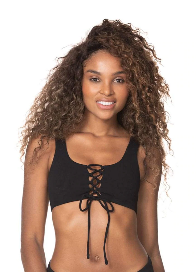 MAAJI EBONY BLACK GUINEA SPORTY BRALETTE BIKINI TOP 