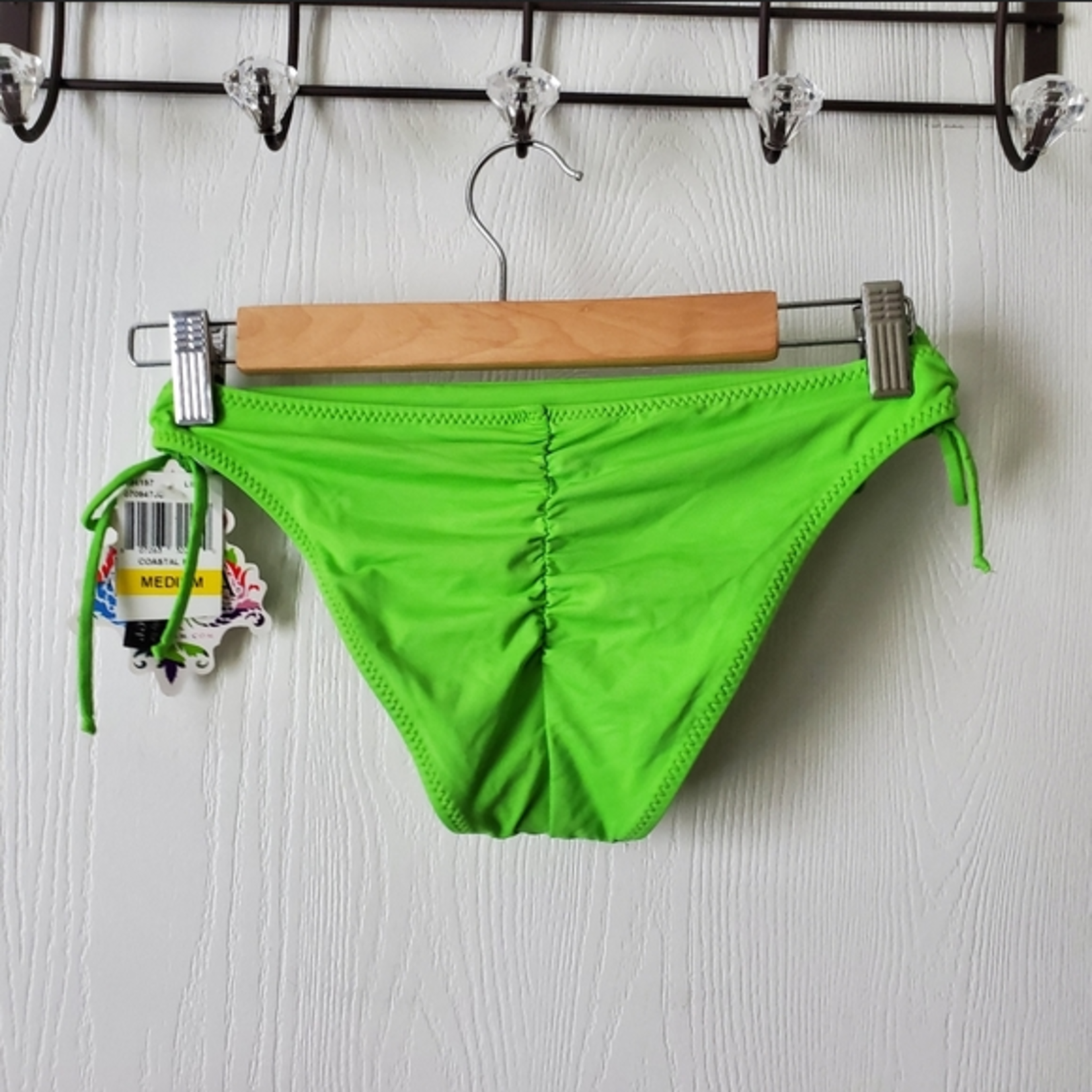 Becca Becca Coastal Fit Tie-Side Green Bikini Bottom (Size Small)
