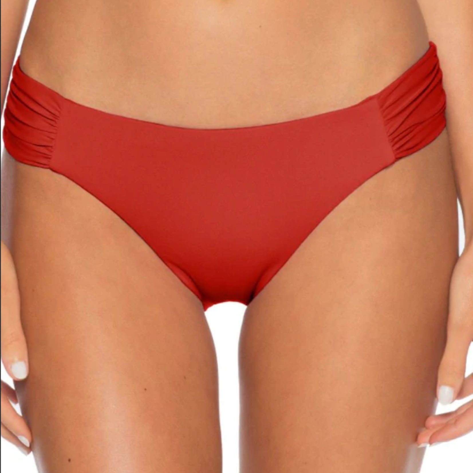 BECCA AMERICAN TAB SIDE BIKINI BOTTOM RED SIZE LARGE