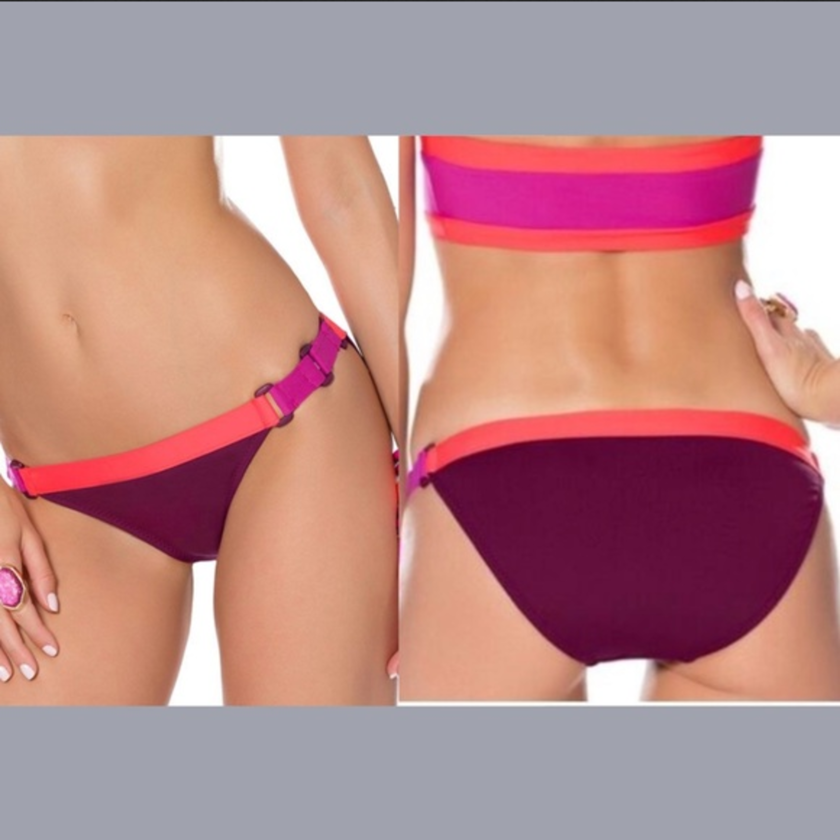 Becca Metropolis Buckle Side Bikini Bottom (Large)