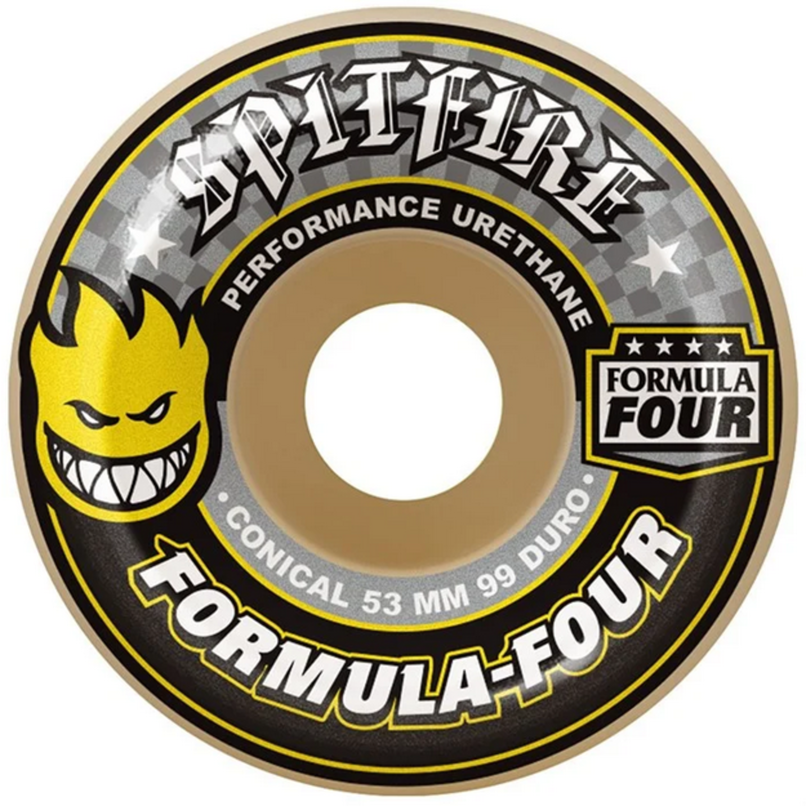 Spitfire Spitfire Formula Four Conical Skateboard Wheels 54mm 99a (Black/Yellow)