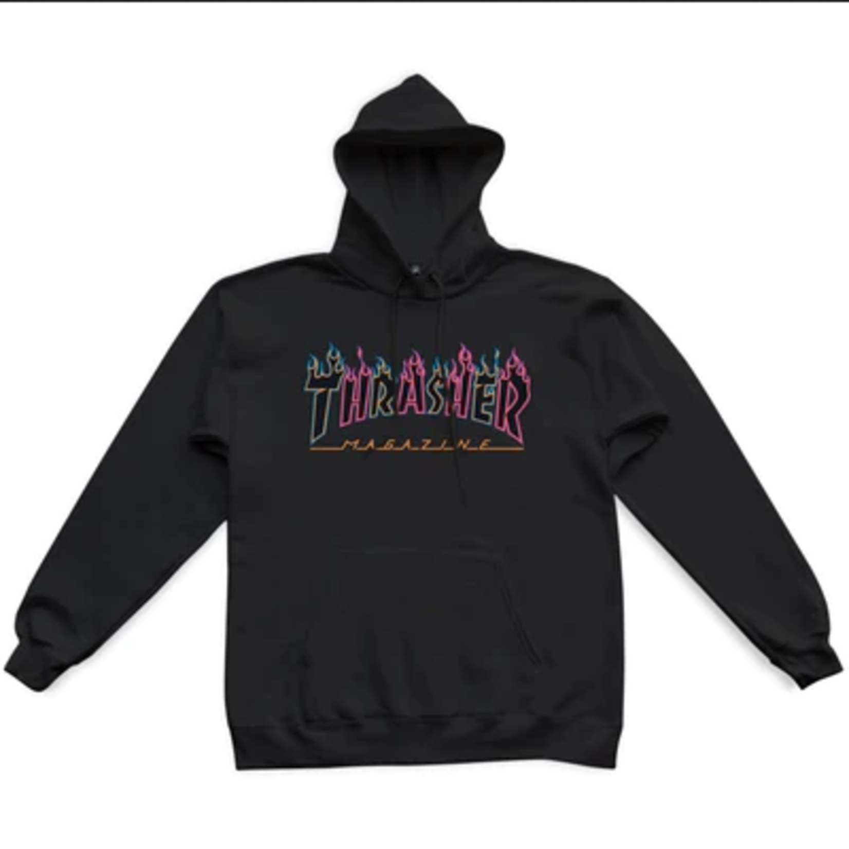 THRASHER THRASHER DOUBLE NEON FLAMES LOGO PULLOVER HOODIE