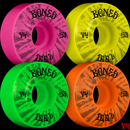 BONES OG FORMULA 100'S SKATEBOARD WHEELS 53MM (PARTY PACK)