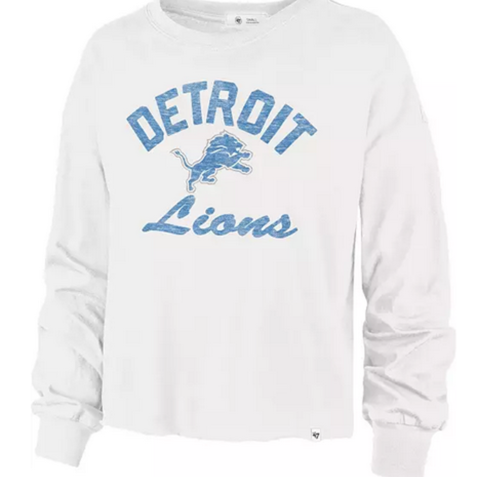 Women's '47 Detroit Lions Wrapped Up Parkway Cropped Long Sleeve Shirt