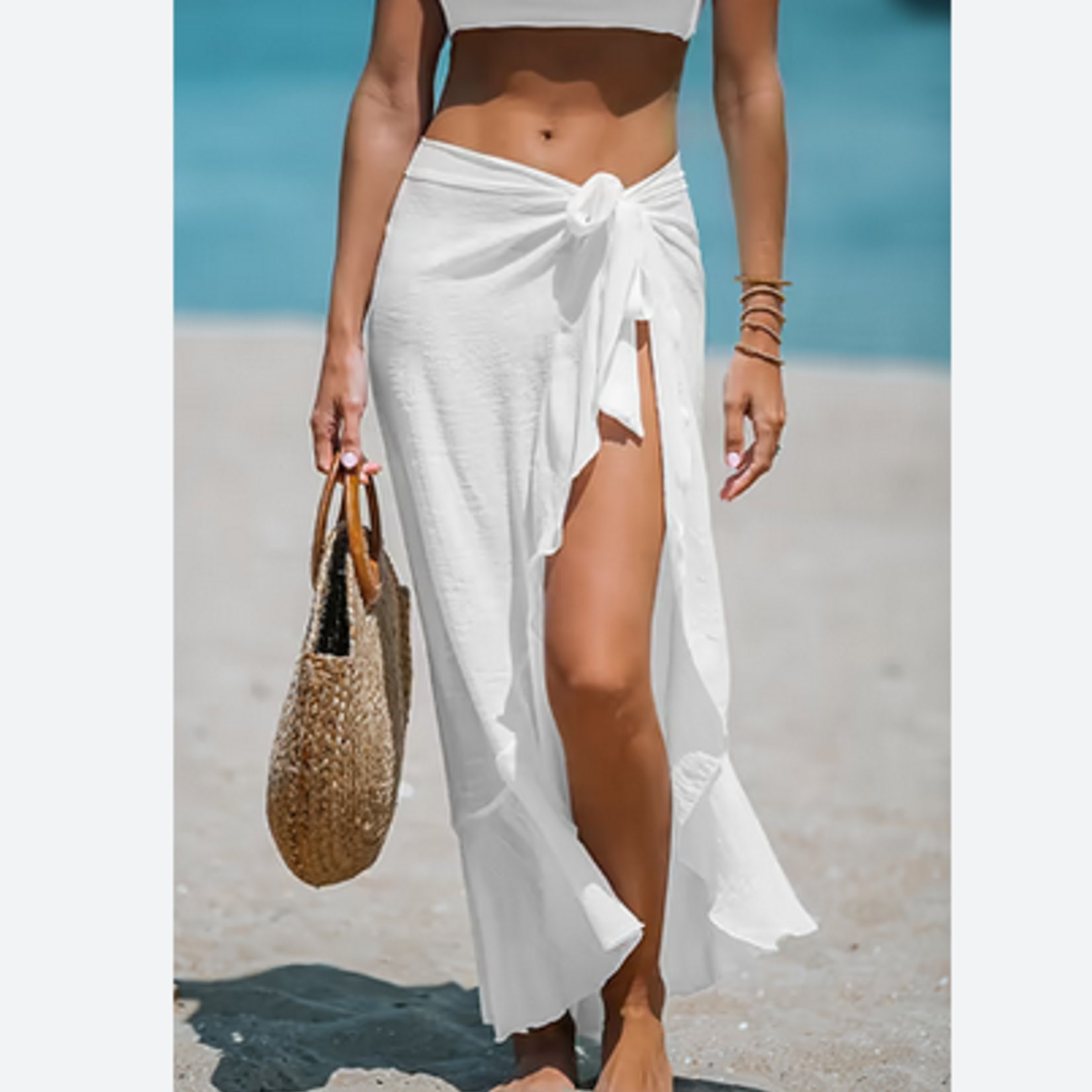 Cupshe Cupshe Sheer Ruffled Maxi Cover-Up Sarong