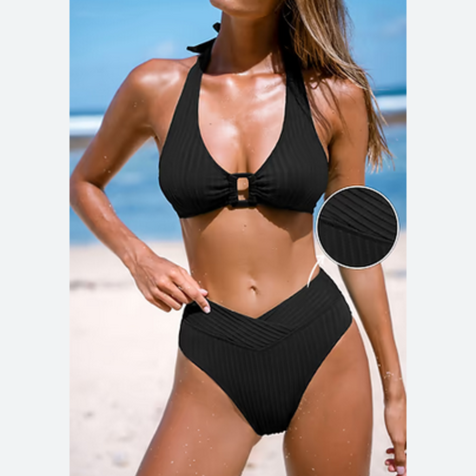 Cupshe Cupshe Halter Ring Bikini Top