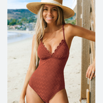 Cupshe Cupshe Burnt Orange Scalloped Tummy Control One-Piece