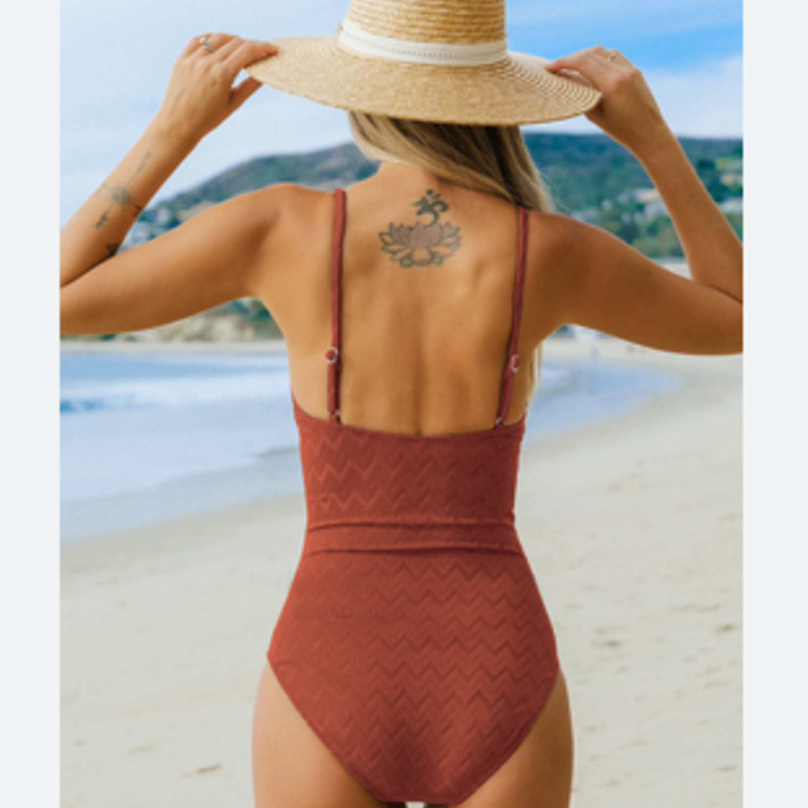Cupshe Cupshe Burnt Orange Scalloped Tummy Control One-Piece