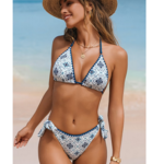 Cupshe Women's Cupshe Floral Ornate Print Bikini Top & Knotted Shell Stitch Bottoms Set