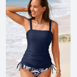 Cupshe Cupshe Blue Blooms Ruched Tankini Top & Bottoms Set