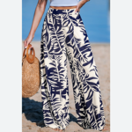 Blue Tropical Floral Wide Leg Cover-up Pants