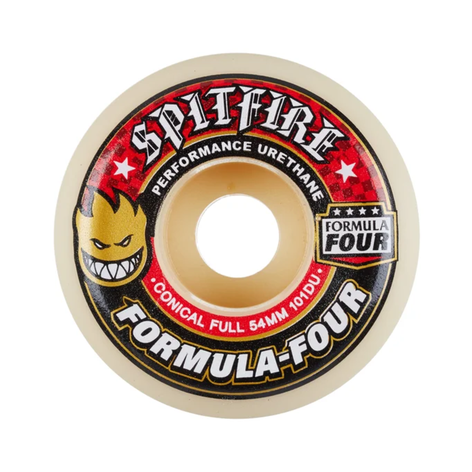 BONES Spitfire Formula Four Conical Full Skateboard Wheels 54MM 101A (WHITE/RED)