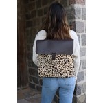 Faux Cowhide & Leather Crossbody Backpack
