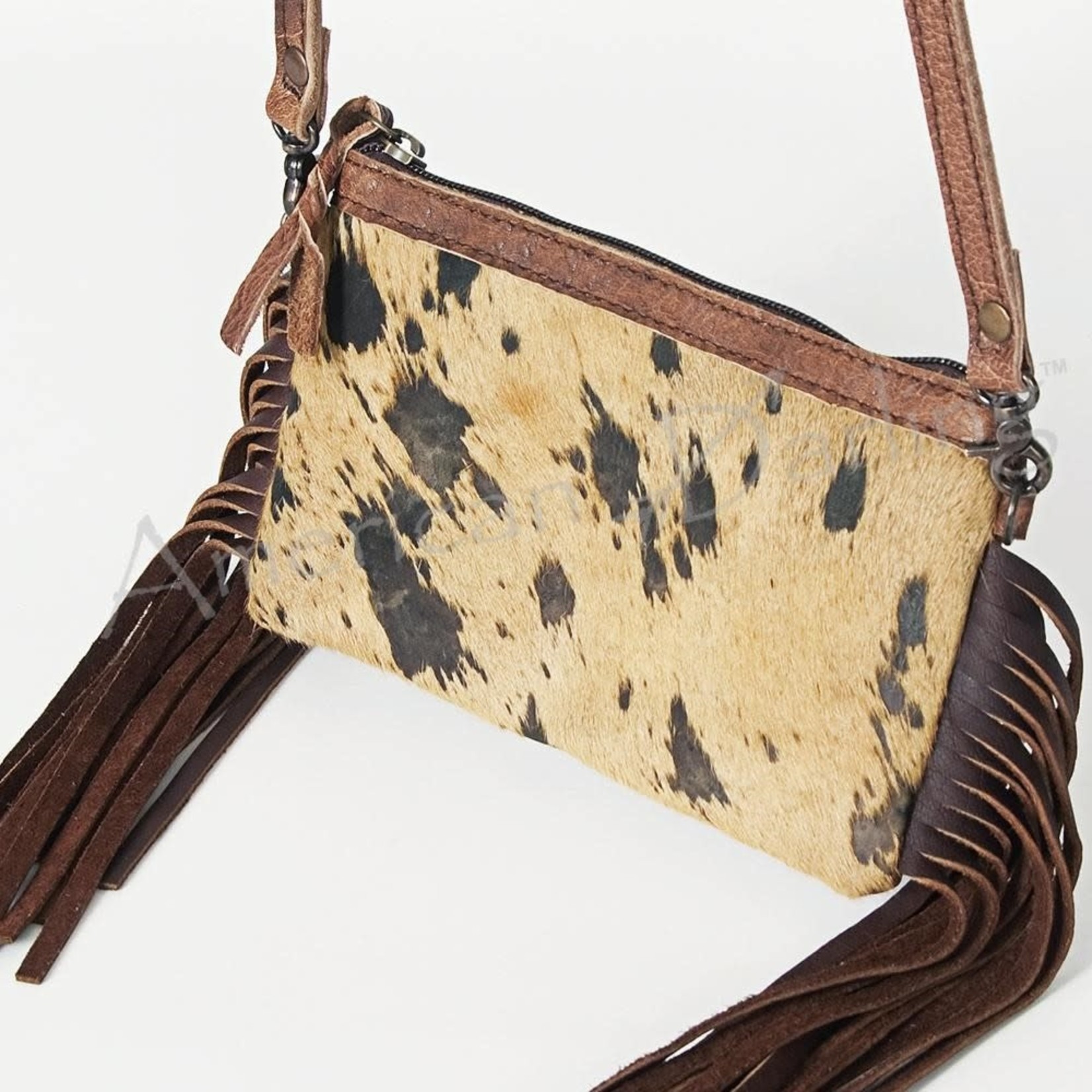 Small Leopard Cowhide Brown Fringe Crossbody