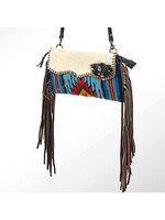 Cowhide Blue Blanket Fringe Crossbody