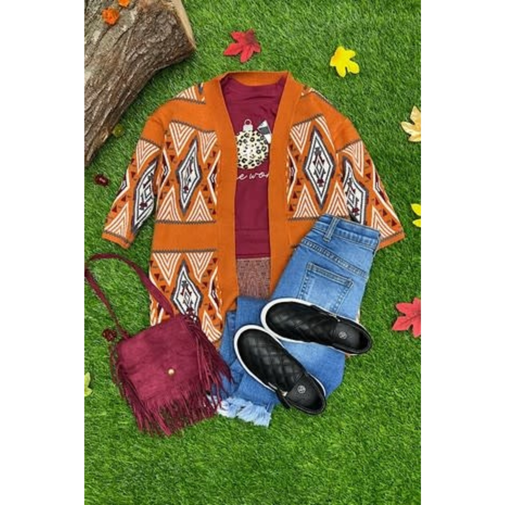 Aztec Brown Knit Cardigan