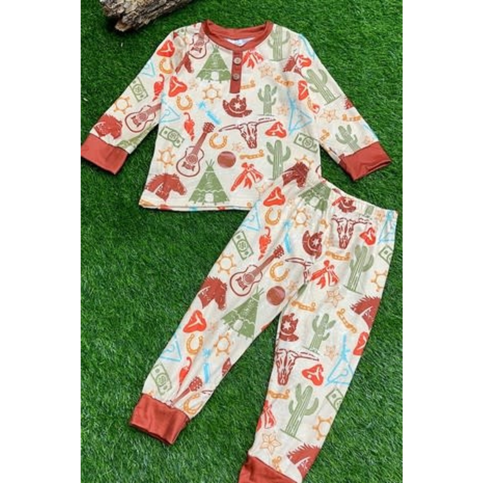 2 PC PJ set Bronco, cowskull