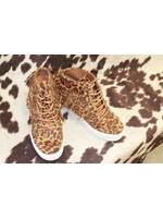 Leopard Fringe bootie tennis shoe
