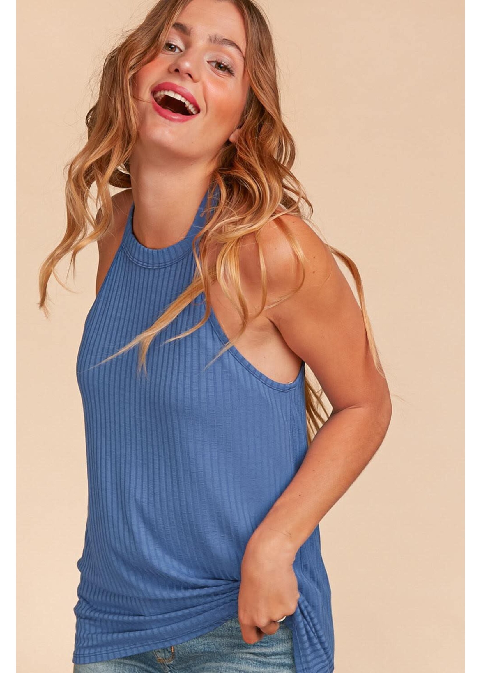 Rayon Rib Halter Tank Top