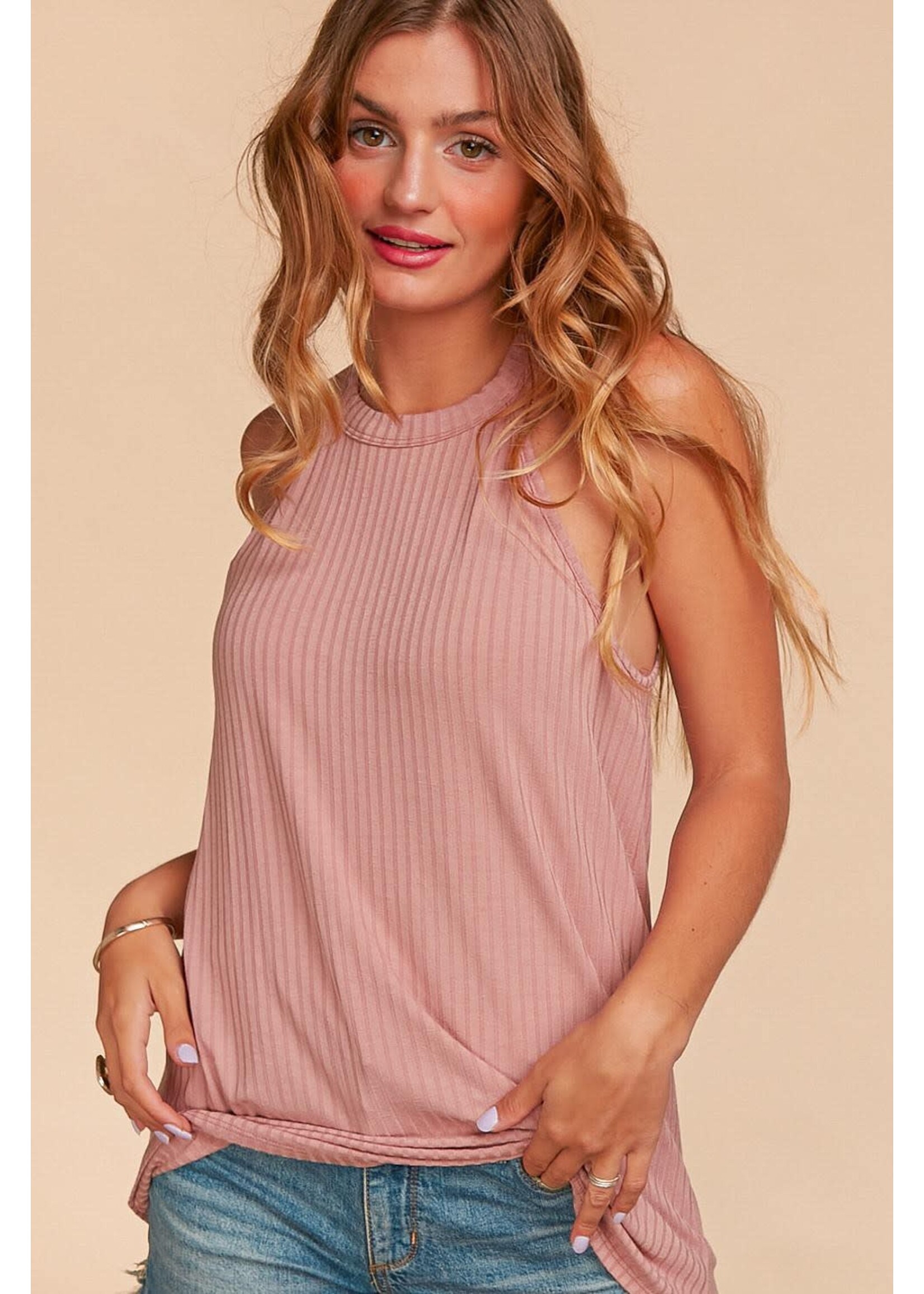 Rayon Rib Halter Tank Top
