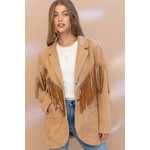 Suede Fringe Round Hem Jacket