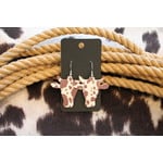 Brown & White Longhorn Earring