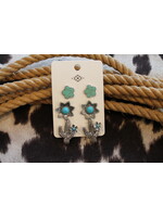 3 pack silver earrings