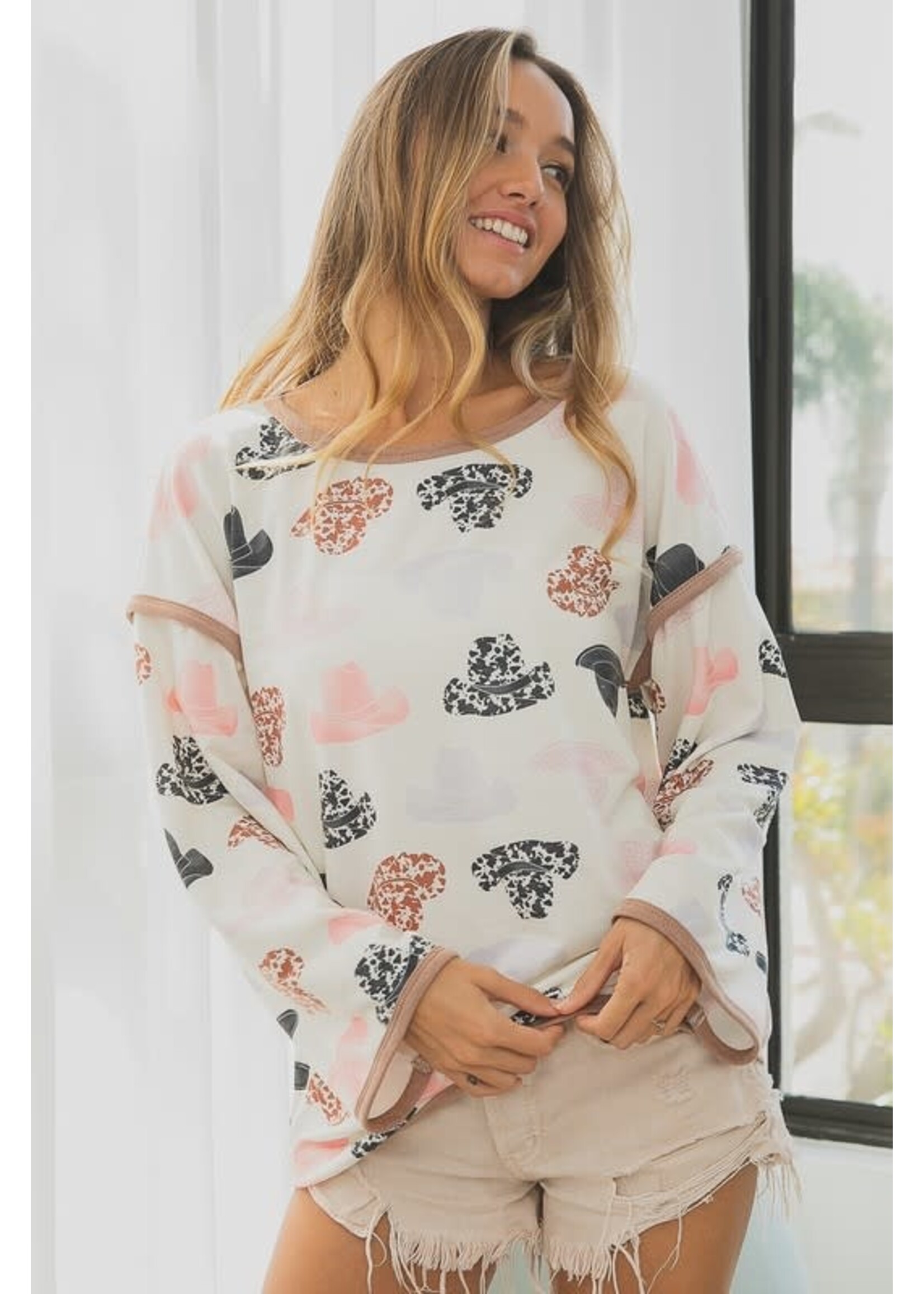 Cowboy Hat Print Long Sleeve