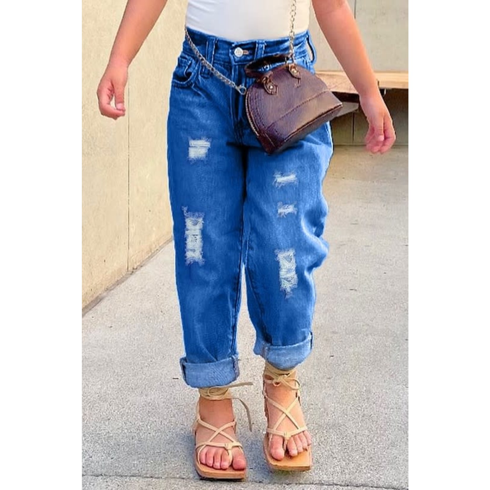 Girls Mini mom jeans loose cut with distress