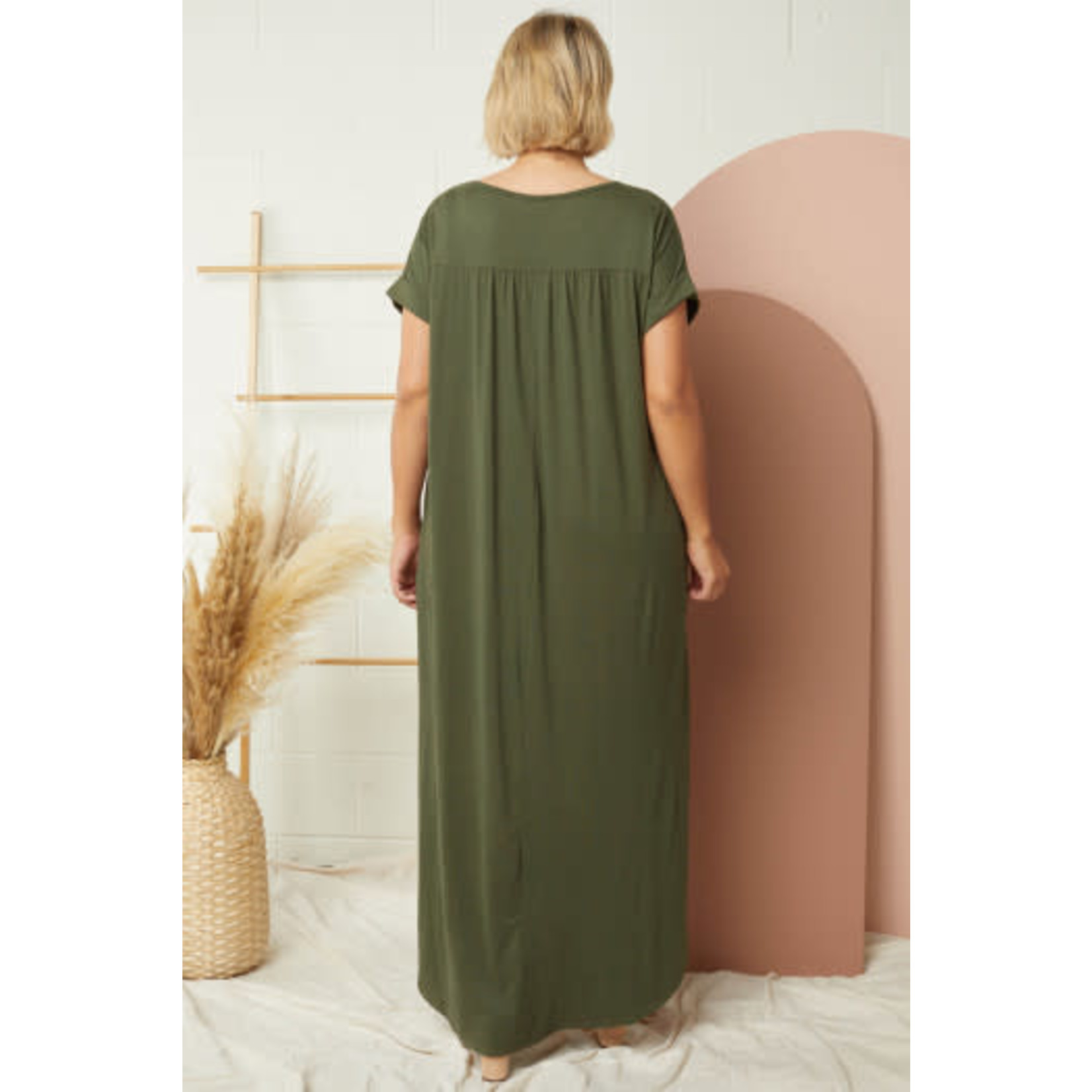 Jersey Knit V-Neck Maxi Dress