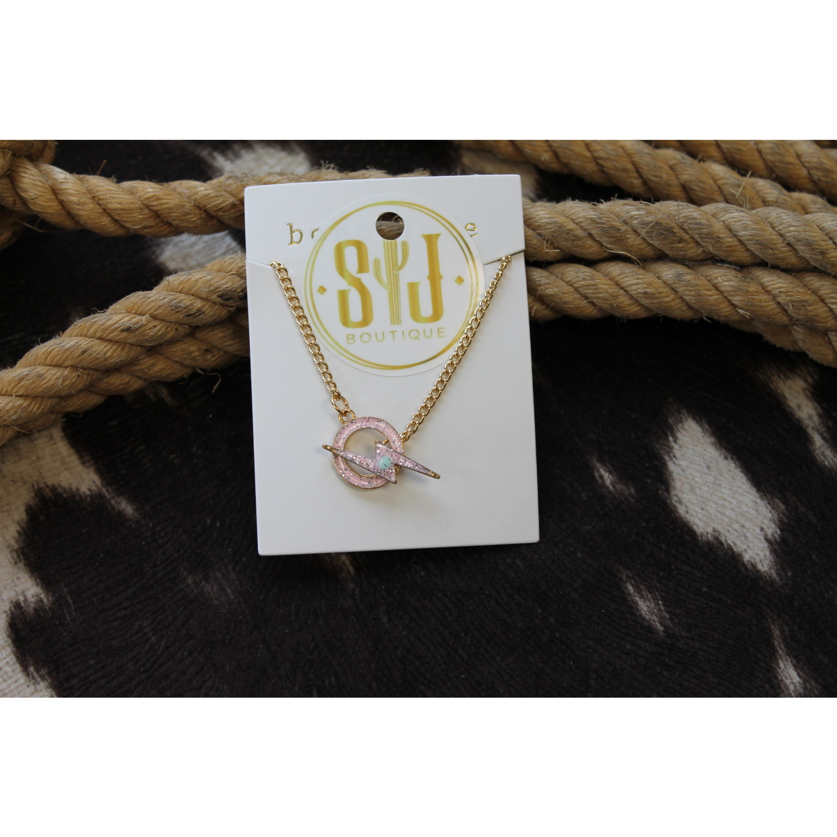 Pink Lightning Bolt Necklace