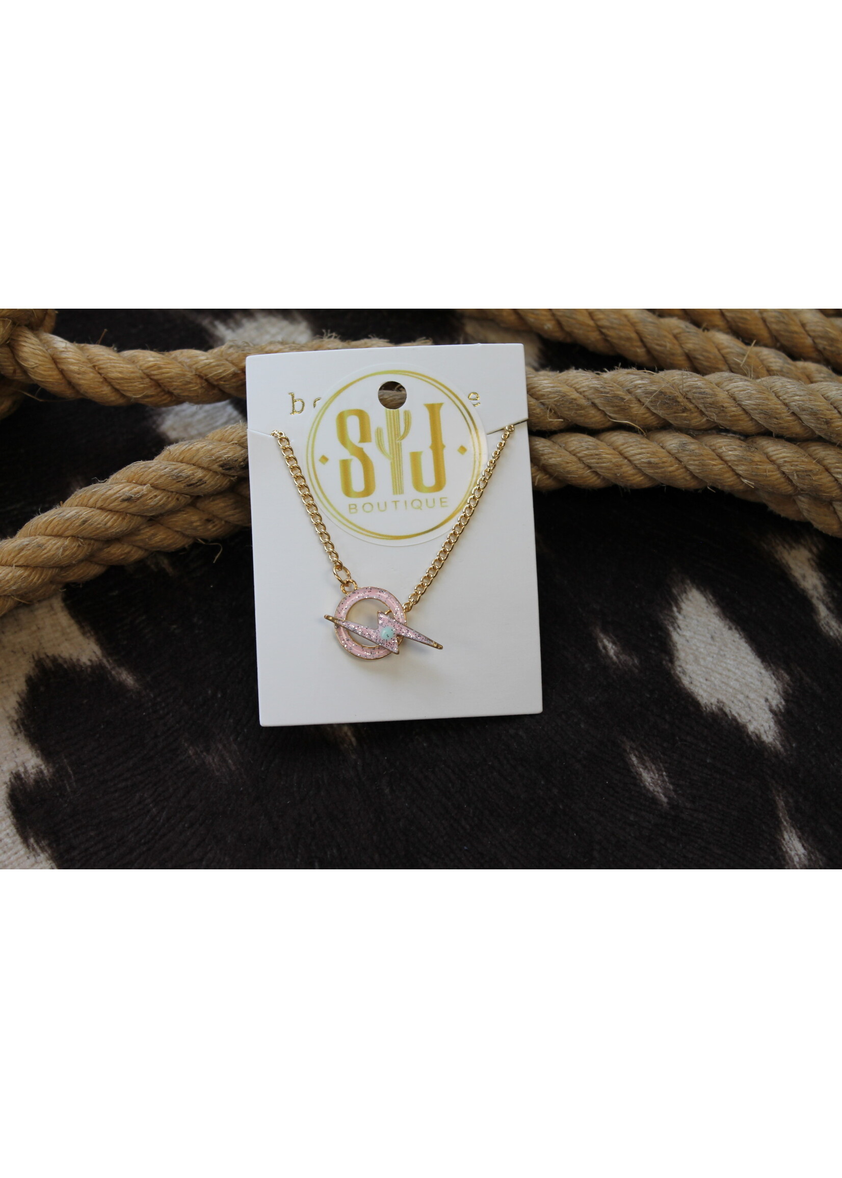 Pink Lightning Bolt Necklace