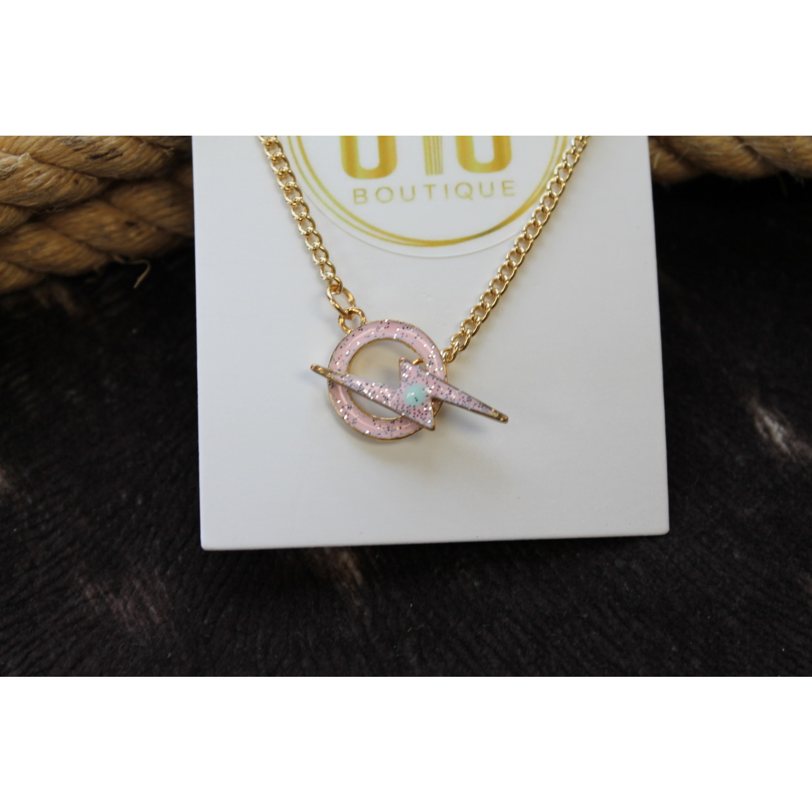 Pink Lightning Bolt Necklace