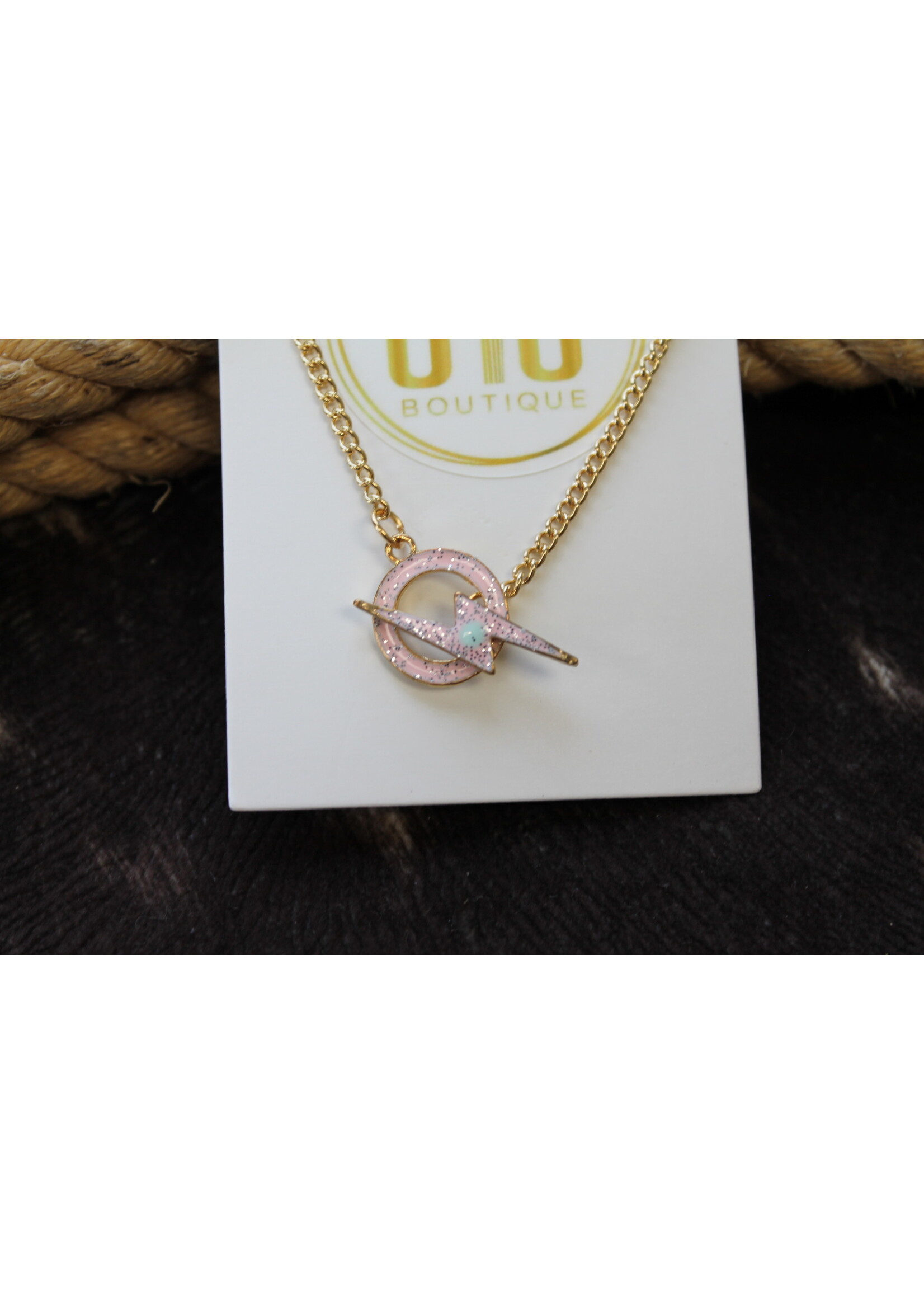 Pink Lightning Bolt Necklace
