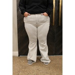 High-Waist Super Flare White Pin Stripe