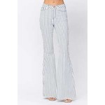 High-Waist Super Flare White Pin Stripe