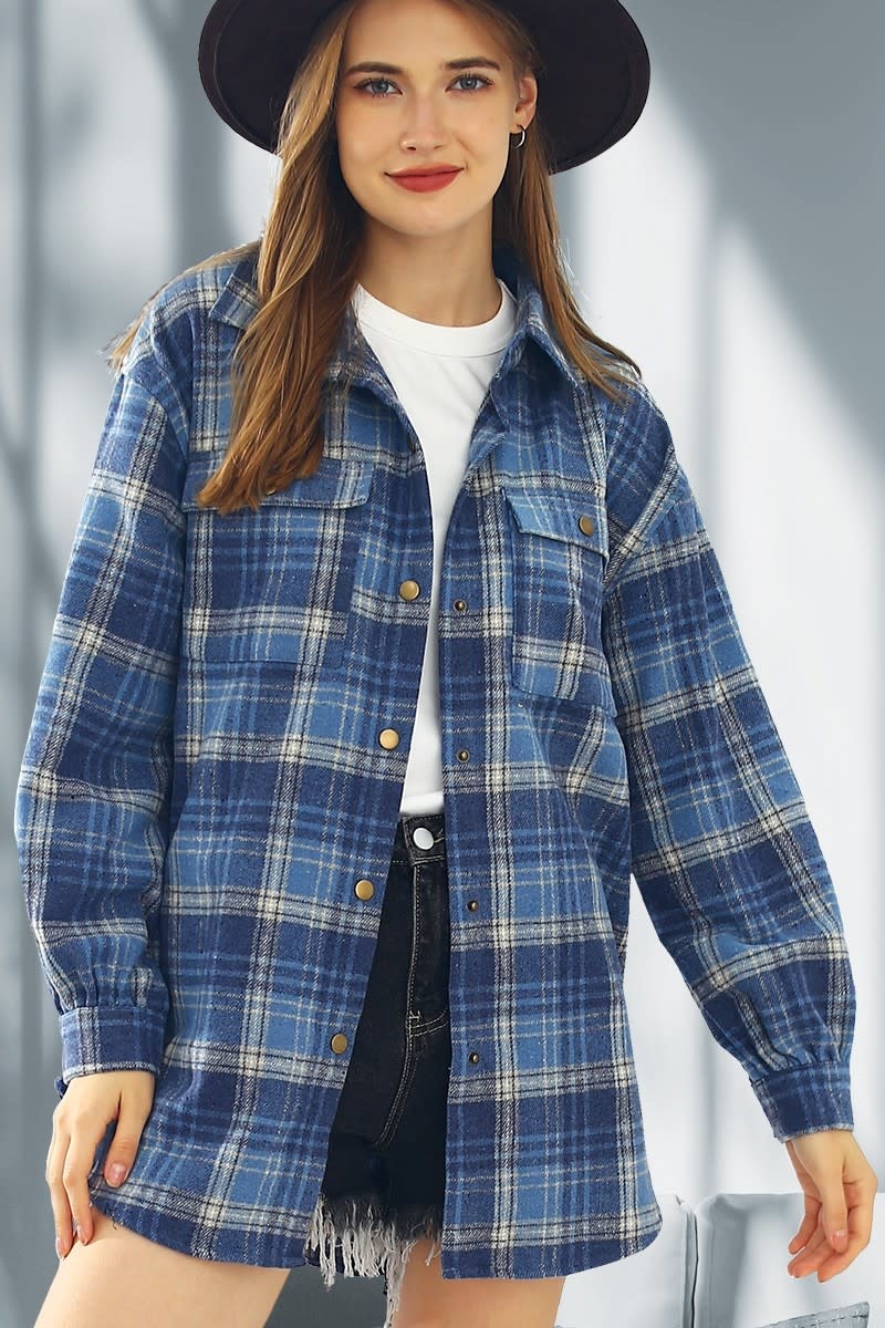 Heavy Soft Flannel Plaid Jacket - Sara Jane Boutique