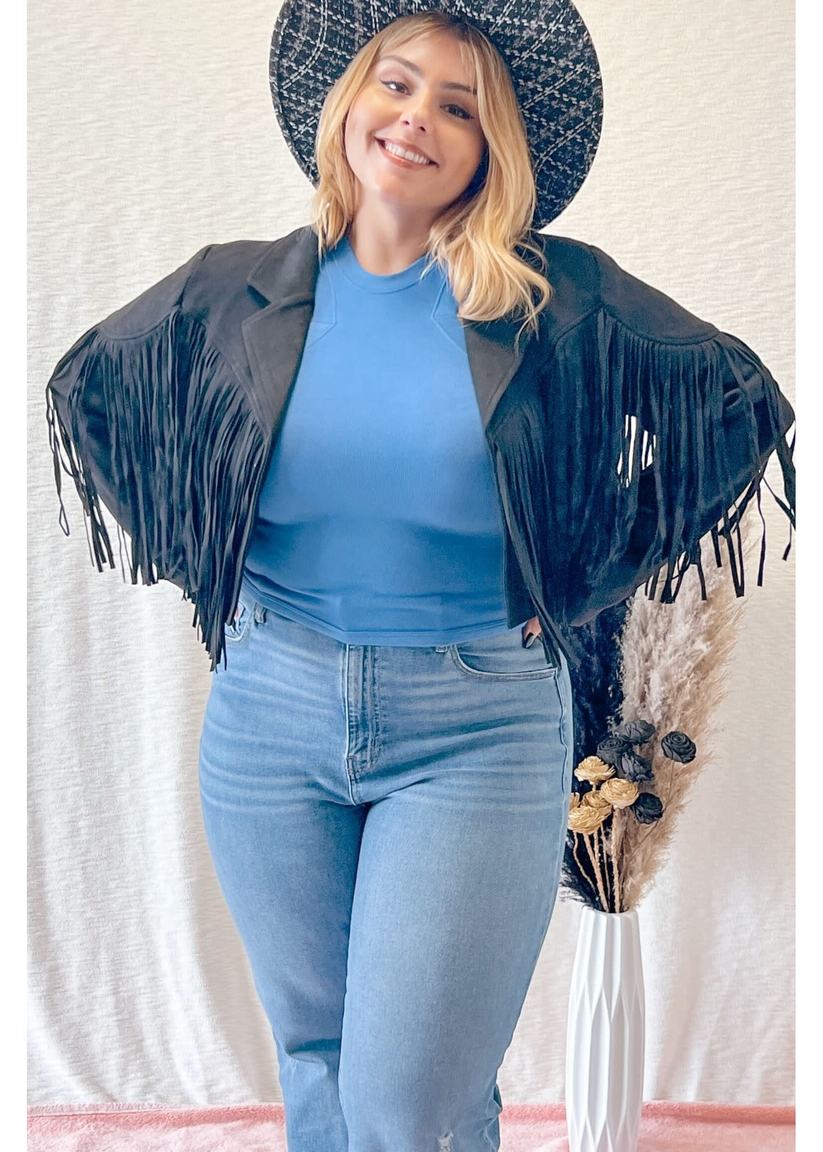 Cropped Fringe Jacket